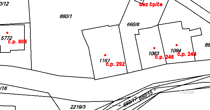 Beroun-Závodí 292, Beroun na parcele st. 1161 v KÚ Beroun, Katastrální mapa