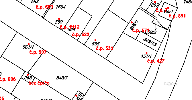 Kostelec nad Labem 532 na parcele st. 565 v KÚ Kostelec nad Labem, Katastrální mapa