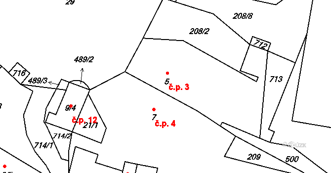 Chvalšovice 3, Čachrov na parcele st. 5 v KÚ Chvalšovice u Čachrova, Katastrální mapa