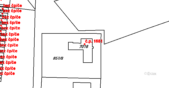 Bílé Předměstí 1681, Pardubice na parcele st. 7018 v KÚ Pardubice, Katastrální mapa