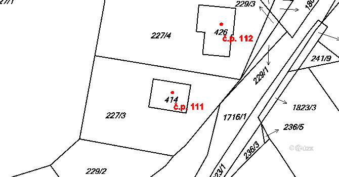 Křenov 111, Kájov na parcele st. 414 v KÚ Křenov u Kájova, Katastrální mapa