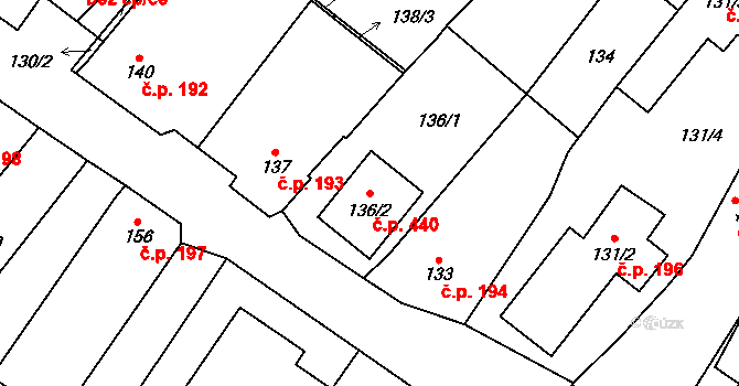 Suchohrdly 440 na parcele st. 136/2 v KÚ Suchohrdly u Znojma, Katastrální mapa