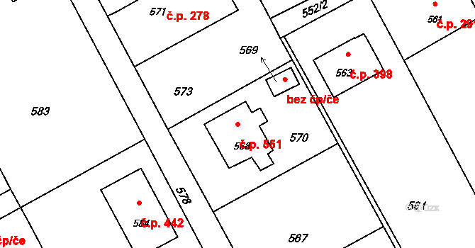 Suchdol nad Odrou 551 na parcele st. 568 v KÚ Suchdol nad Odrou, Katastrální mapa