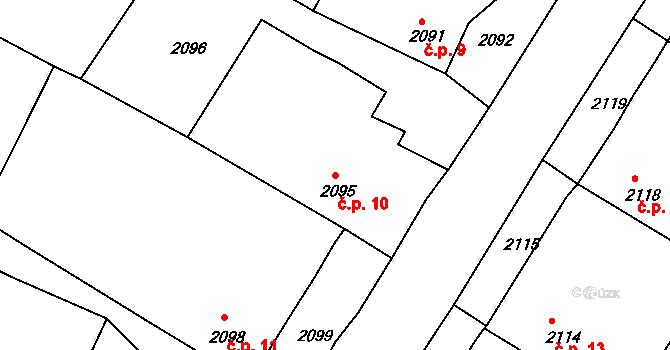 Gabrielka 10, Kamenice nad Lipou na parcele st. 2095 v KÚ Kamenice nad Lipou, Katastrální mapa