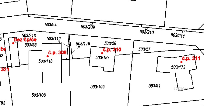 Chlum 310, Křemže na parcele st. 503/187 v KÚ Chlum u Křemže, Katastrální mapa
