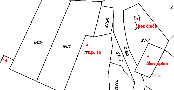 Borek 15, Kozojedy na parcele st. 23 v KÚ Borek u Kozojed, Katastrální mapa