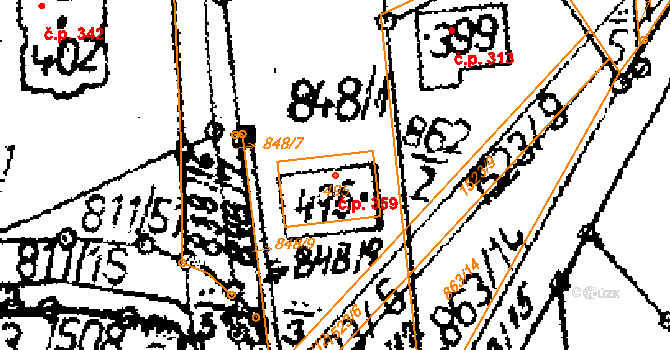 Kostelní Lhota 359 na parcele st. 495 v KÚ Kostelní Lhota, Katastrální mapa