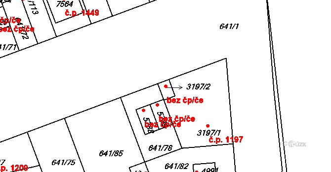 Kolín 95899871 na parcele st. 3197/2 v KÚ Kolín, Katastrální mapa