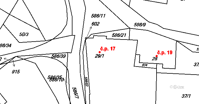 Mileč 17 na parcele st. 29/1 v KÚ Mileč, Katastrální mapa