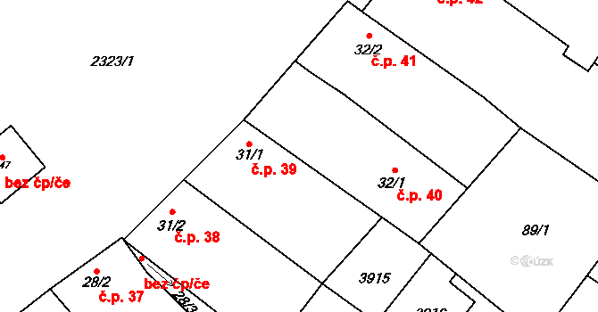 Brod nad Dyjí 40 na parcele st. 32/1 v KÚ Brod nad Dyjí, Katastrální mapa