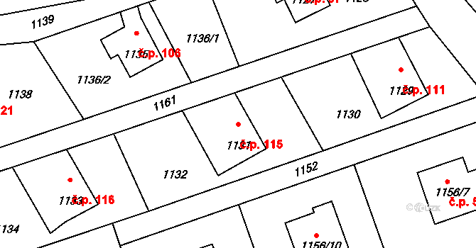 Proseč nad Nisou 115, Jablonec nad Nisou na parcele st. 1131 v KÚ Proseč nad Nisou, Katastrální mapa