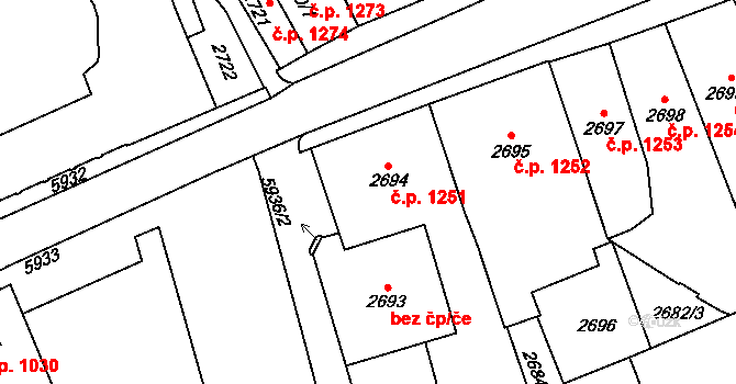 Jihlava 1251 na parcele st. 2694 v KÚ Jihlava, Katastrální mapa