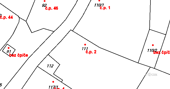 Litice 2, Blíževedly na parcele st. 111 v KÚ Litice, Katastrální mapa