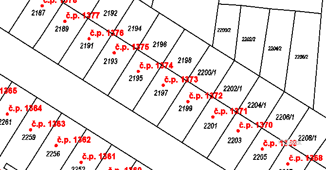 Vracov 1373 na parcele st. 2197 v KÚ Vracov, Katastrální mapa