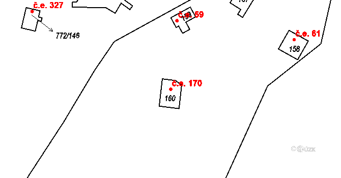 Třebsín 170, Krňany na parcele st. 160 v KÚ Třebsín, Katastrální mapa