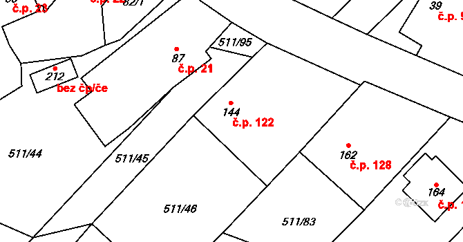 Sobčice 122 na parcele st. 144 v KÚ Sobčice, Katastrální mapa