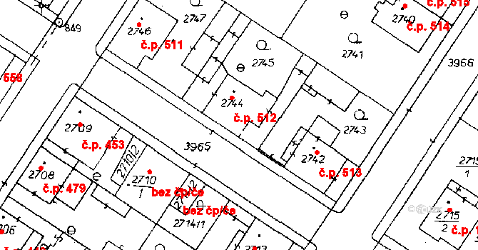 Poděbrady III 512, Poděbrady na parcele st. 2744 v KÚ Poděbrady, Katastrální mapa