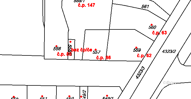 Řetenice 66, Teplice na parcele st. 557 v KÚ Teplice-Řetenice, Katastrální mapa