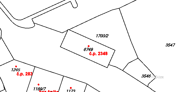 Cheb 2348 na parcele st. 6749 v KÚ Cheb, Katastrální mapa