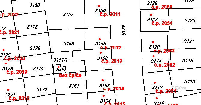 Žižkov 2013, Praha na parcele st. 3160 v KÚ Žižkov, Katastrální mapa