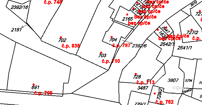 Rosice 710 na parcele st. 703 v KÚ Rosice u Brna, Katastrální mapa