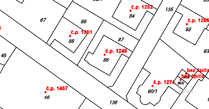 Rumburk 1 1248, Rumburk na parcele st. 86 v KÚ Rumburk, Katastrální mapa
