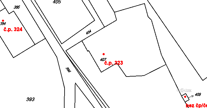 Dolní Suchá 323, Havířov na parcele st. 407 v KÚ Dolní Suchá, Katastrální mapa