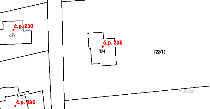 Smilovice 235 na parcele st. 324 v KÚ Smilovice u Třince, Katastrální mapa