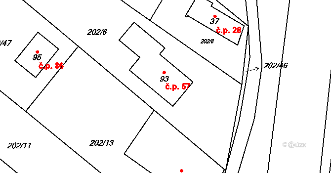 Chudoplesy 57, Bakov nad Jizerou na parcele st. 93 v KÚ Chudoplesy, Katastrální mapa