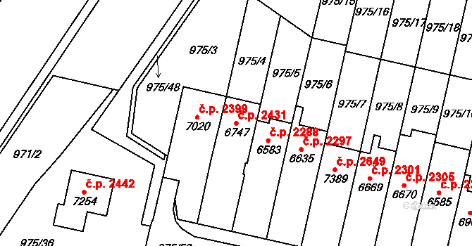 Cheb 2431 na parcele st. 6747 v KÚ Cheb, Katastrální mapa