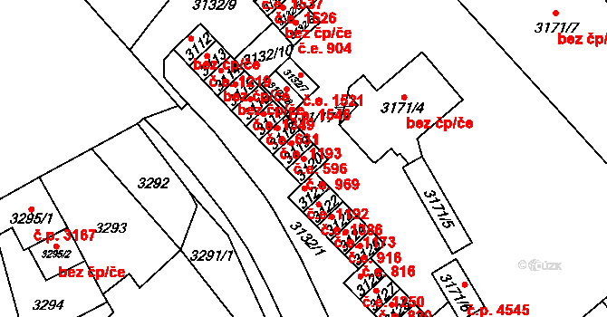 Chomutov 969 na parcele st. 3120 v KÚ Chomutov I, Katastrální mapa