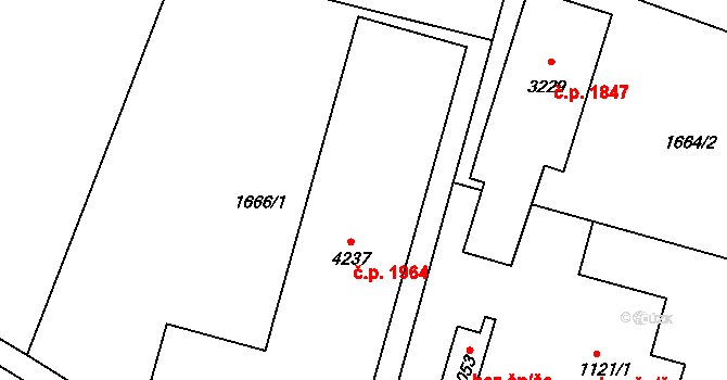 Frenštát pod Radhoštěm 1964 na parcele st. 4237 v KÚ Frenštát pod Radhoštěm, Katastrální mapa