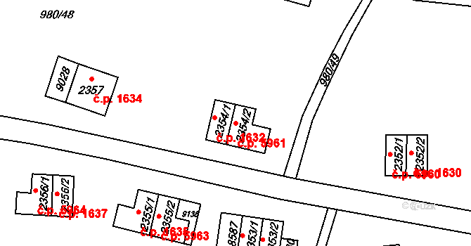 Zlín 5961 na parcele st. 2354/2 v KÚ Zlín, Katastrální mapa