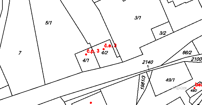 Janov 3 na parcele st. 4/2 v KÚ Janov u Krnova, Katastrální mapa