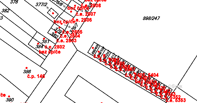Všebořice 6085, Ústí nad Labem na parcele st. 898/100 v KÚ Všebořice, Katastrální mapa