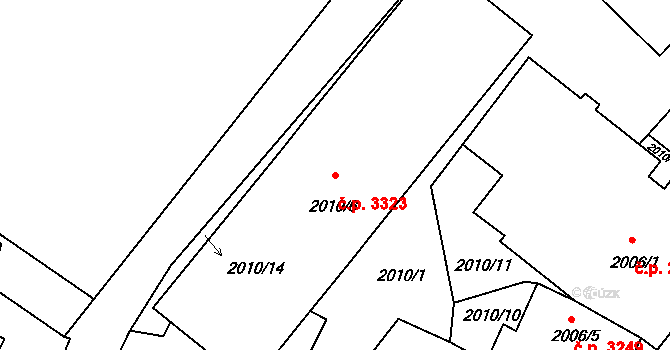 Varnsdorf 3323 na parcele st. 2010/6 v KÚ Varnsdorf, Katastrální mapa