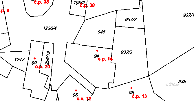 Velké Heřmanice 14, Heřmaničky na parcele st. 94 v KÚ Velké Heřmanice, Katastrální mapa