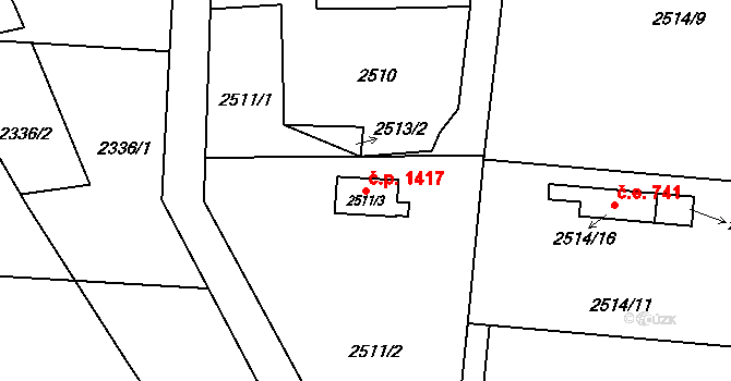 Poruba 1417, Orlová na parcele st. 2511/3 v KÚ Poruba u Orlové, Katastrální mapa
