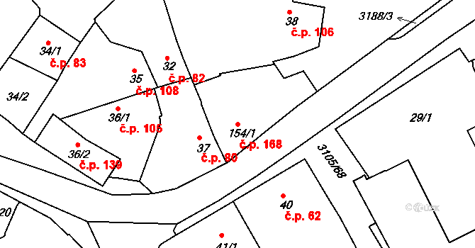 Sepekov 168 na parcele st. 154/1 v KÚ Sepekov, Katastrální mapa