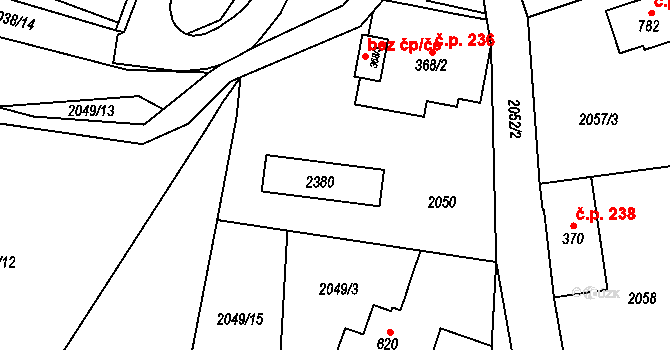Hanušovice 38958872 na parcele st. 2380 v KÚ Hanušovice, Katastrální mapa