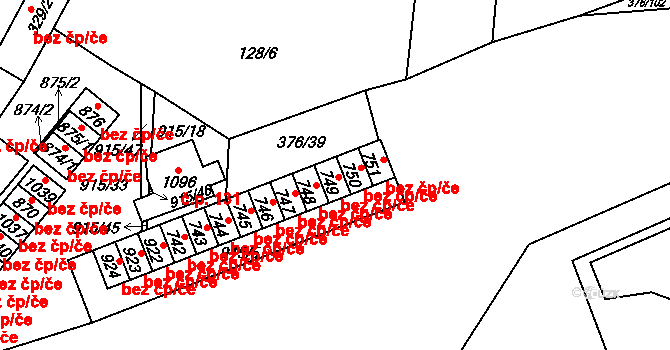 Košťany 40519872 na parcele st. 749 v KÚ Košťany, Katastrální mapa
