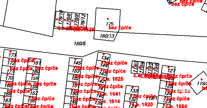 Děčín 40687872 na parcele st. 134 v KÚ Boletice nad Labem, Katastrální mapa