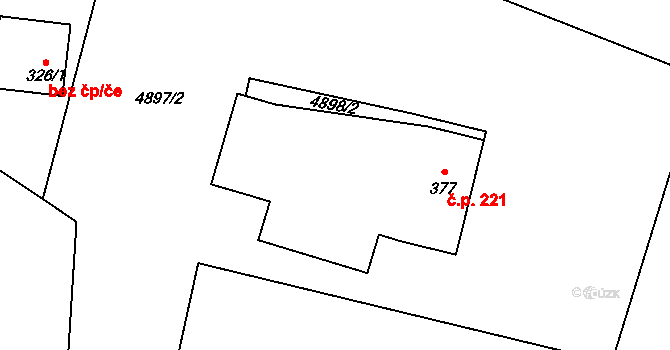 Štítná nad Vláří 221, Štítná nad Vláří-Popov na parcele st. 377 v KÚ Štítná nad Vláří, Katastrální mapa