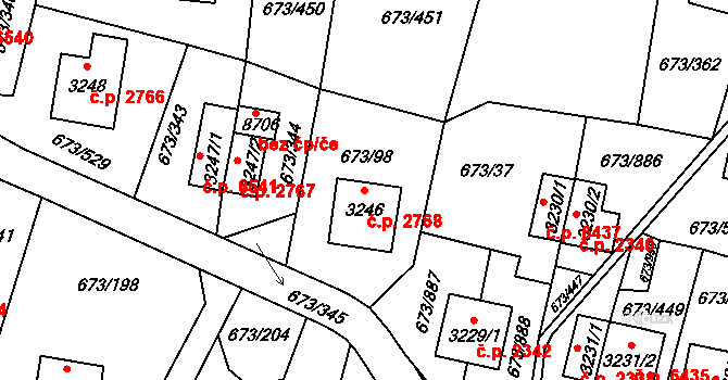 Zlín 2768 na parcele st. 3246 v KÚ Zlín, Katastrální mapa