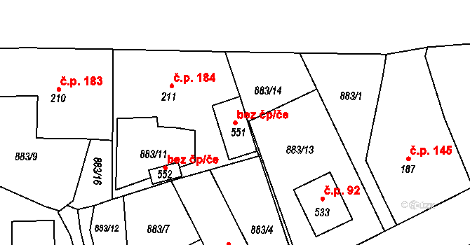 Broumov 42197872 na parcele st. 551 v KÚ Velká Ves u Broumova, Katastrální mapa