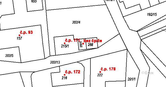 Libchavy 42892872 na parcele st. 215/2 v KÚ Dolní Libchavy, Katastrální mapa