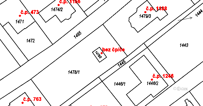Ostrava 43916872 na parcele st. 1478/2 v KÚ Svinov, Katastrální mapa