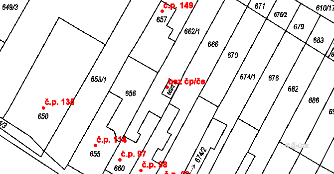 Bystřice pod Hostýnem 47567872 na parcele st. 662/2 v KÚ Rychlov u Bystřice pod Hostýnem, Katastrální mapa