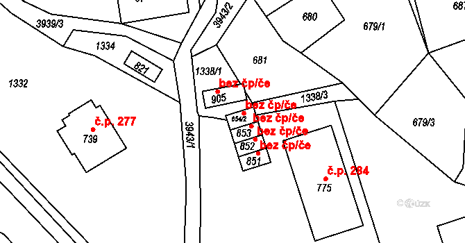 Horní Čermná 48742872 na parcele st. 853 v KÚ Horní Čermná, Katastrální mapa