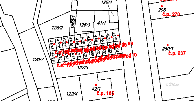 Lom 107 na parcele st. 41/21 v KÚ Lom u Mostu, Katastrální mapa